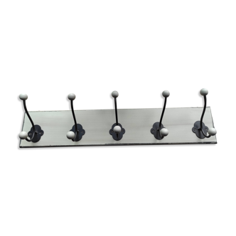 Vintage coat hook with 5 hooks in weathered effect wood