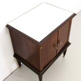 Pair of Black Walnut Nightstands with Marble Top ascr. to Paolo Buffa, Ita