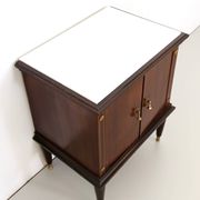 Pair of Black Walnut Nightstands with Marble Top ascr. to Paolo Buffa, Ita