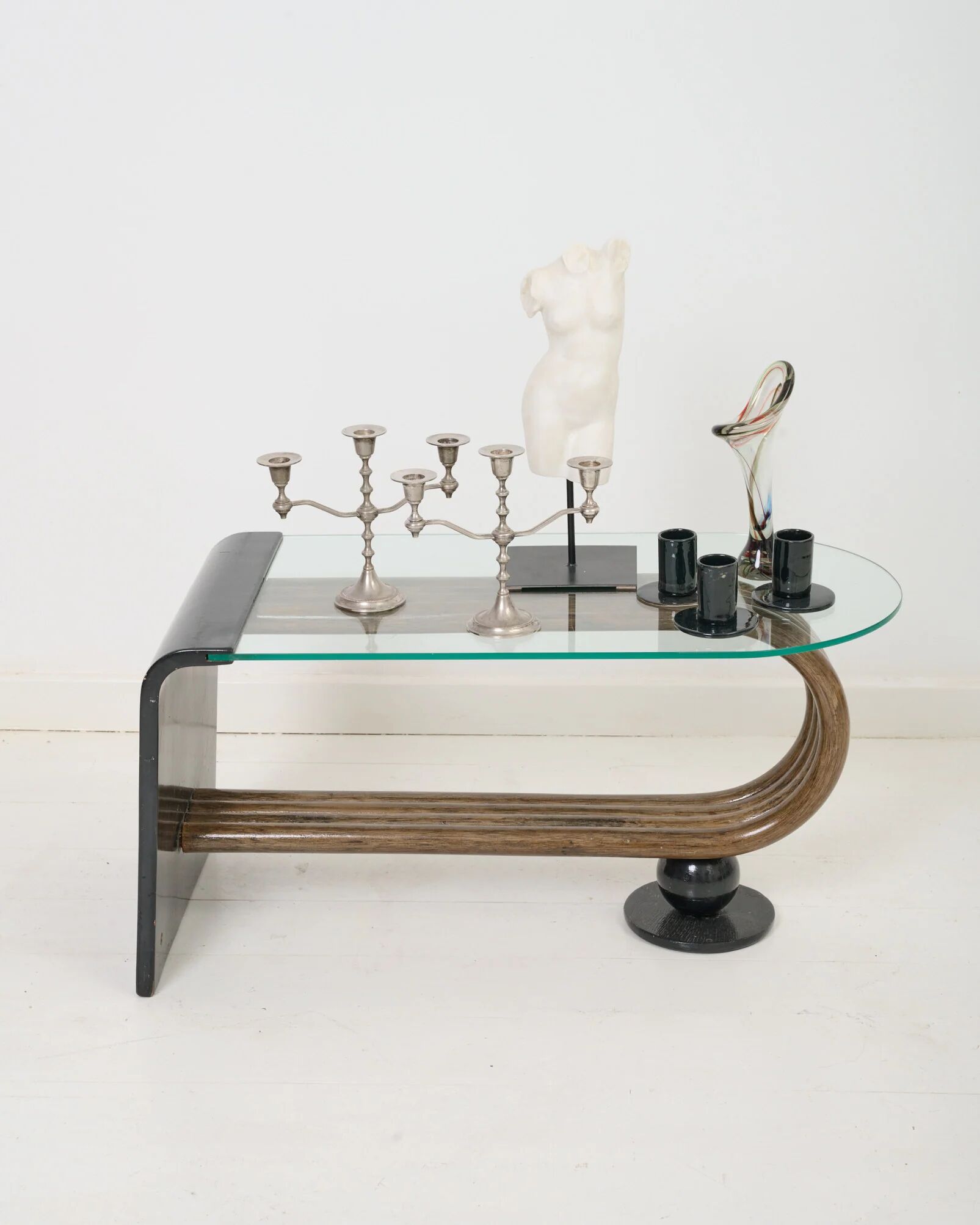 Curved wooden coffee table, 1960-70