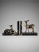 Pair of deer bookends in black marble and gold metal – Art Deco style