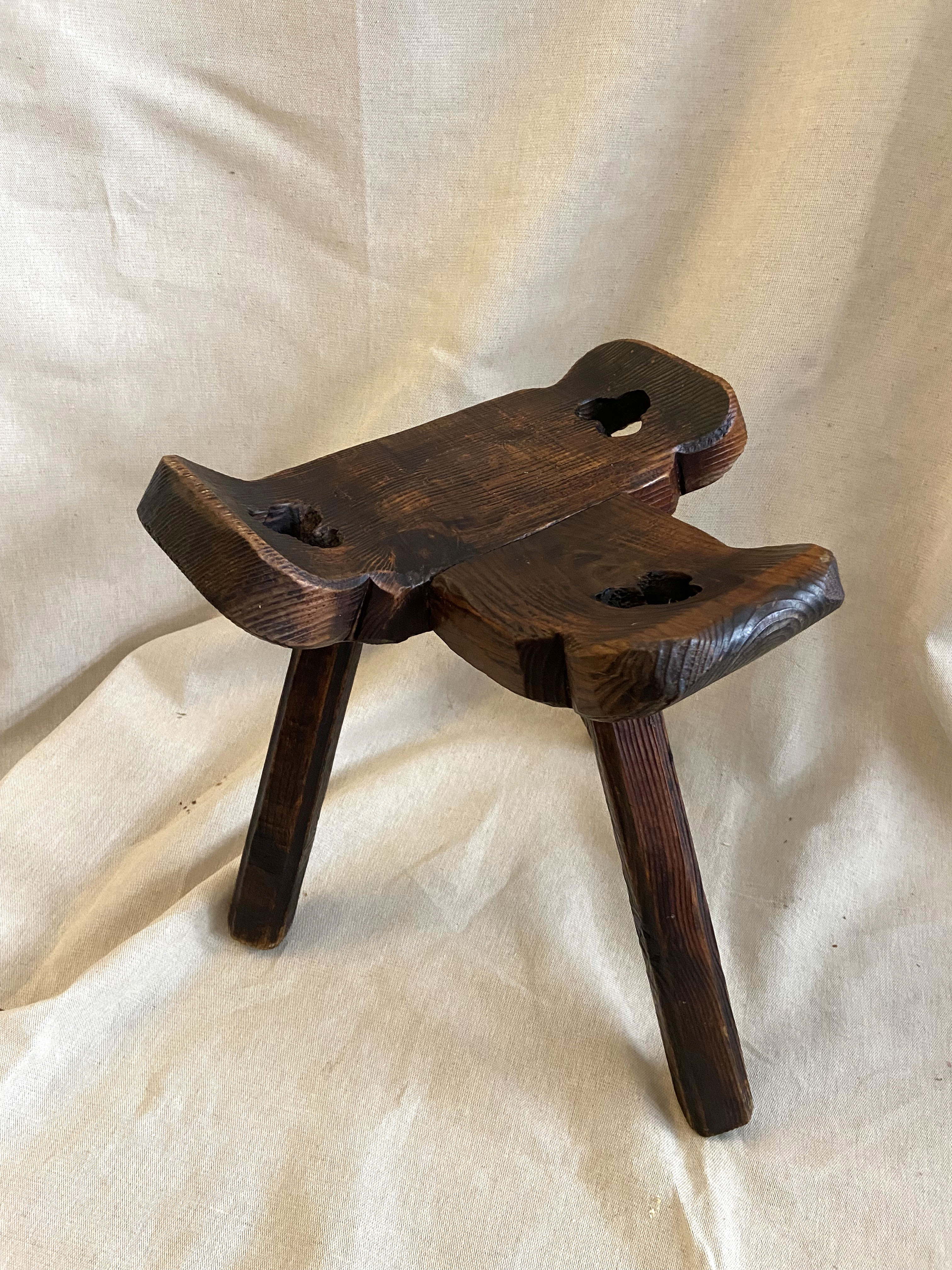 Tripod stool folk art