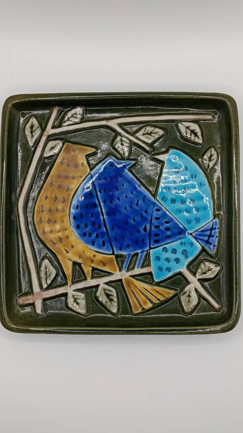 Enamelled plaque the 3 birds by Lisa Larson - Gustavsberg