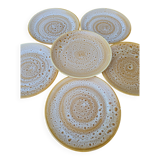 Set of 6 flat plates in stoneware Niderviller model Fauve from the 60s/70s.