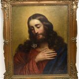 Peinture à l'huile du 18e siècle Jésus-Christ, cadre d'origine