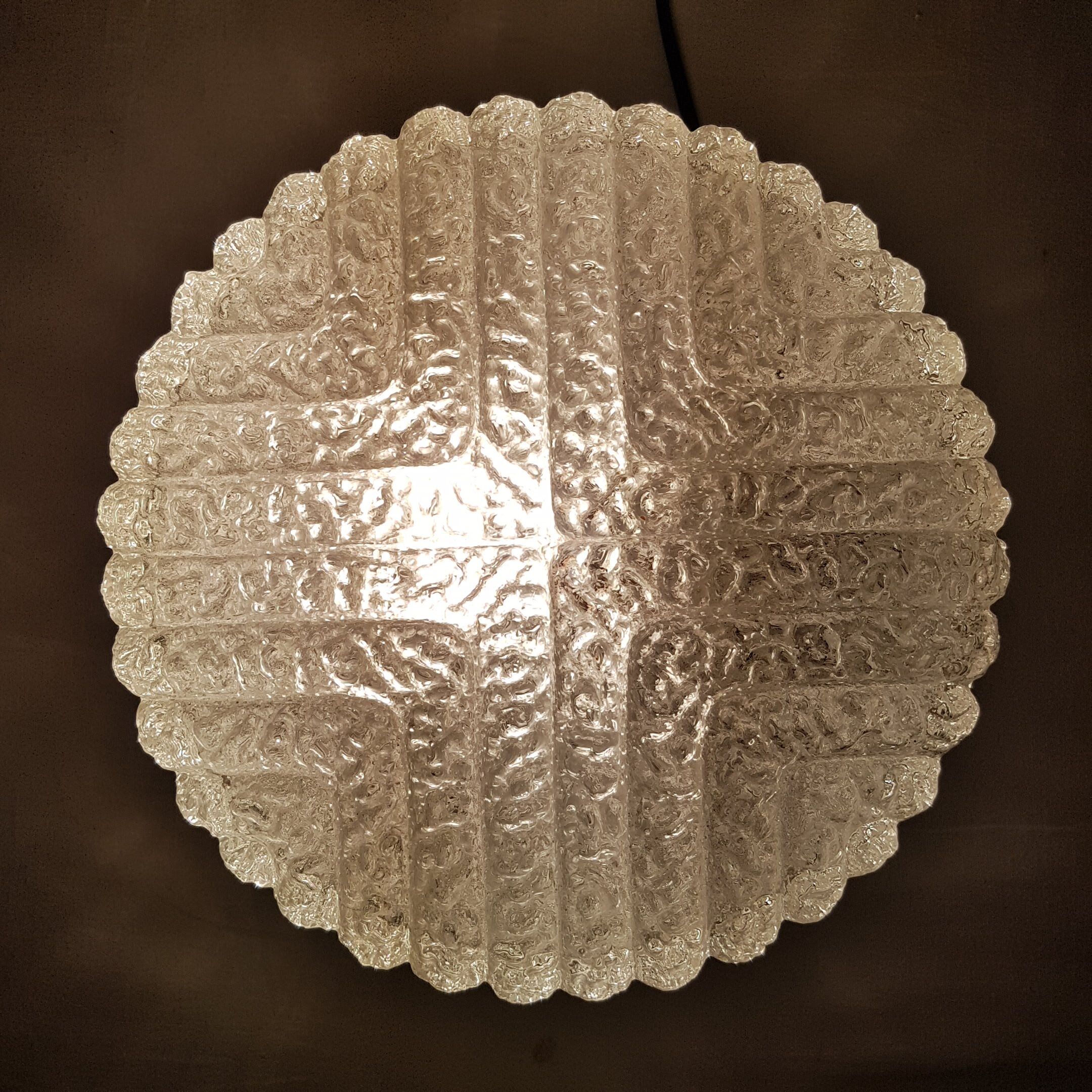 Vintage glass ceiling lighter RZB Germany 1970