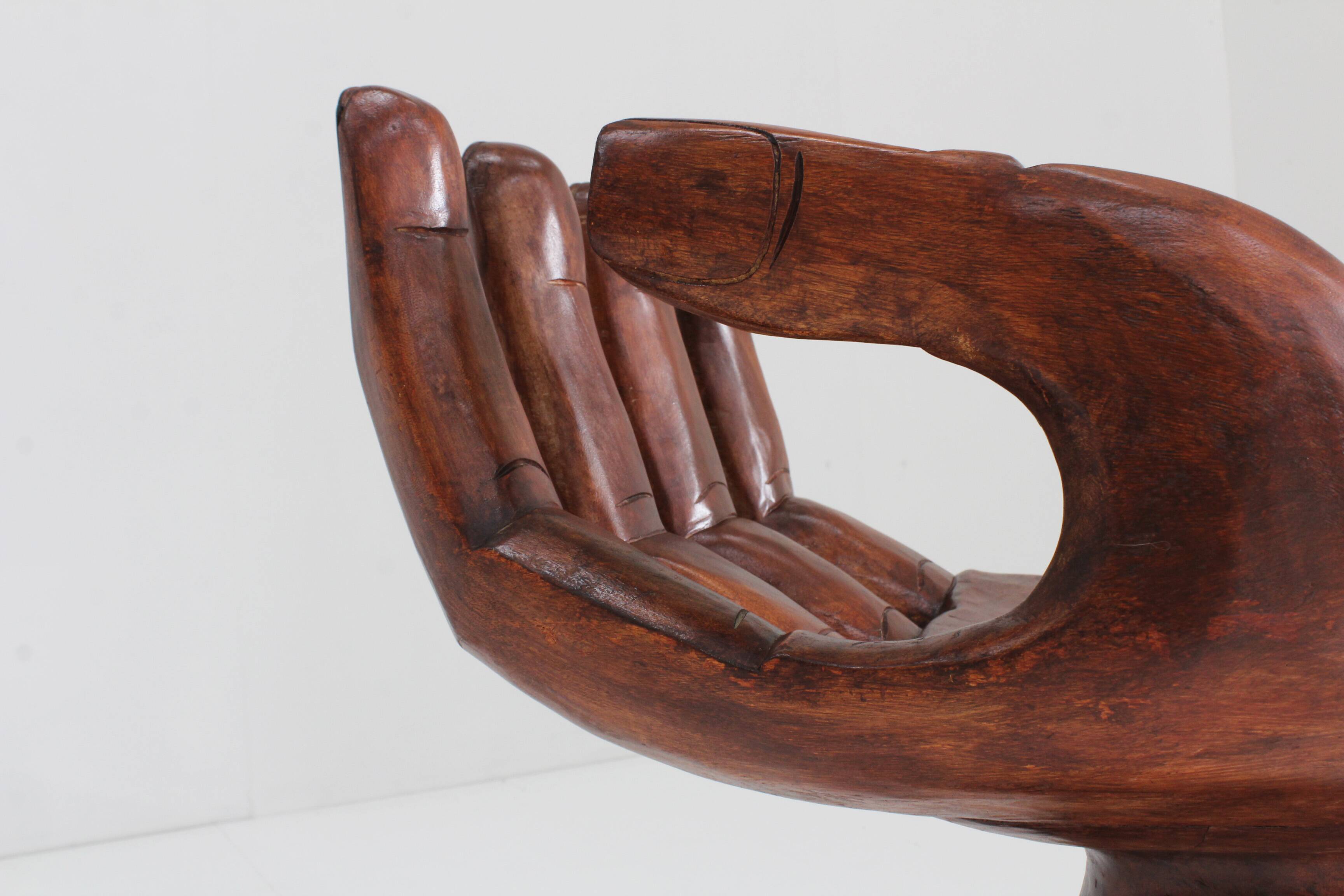 Sculptural wooden hand chair