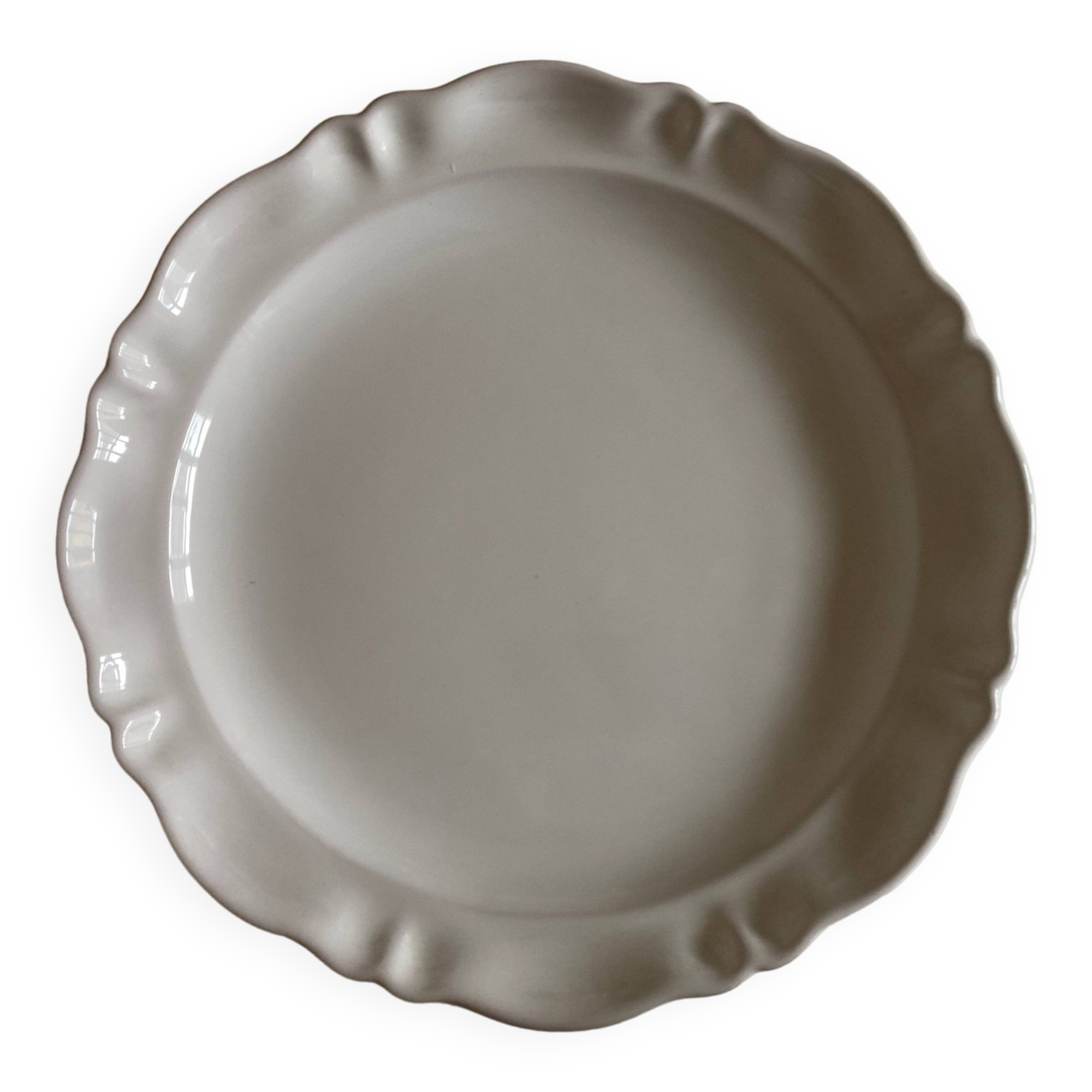 Moustiers white monastery centerpiece dish with numbered gadroons
