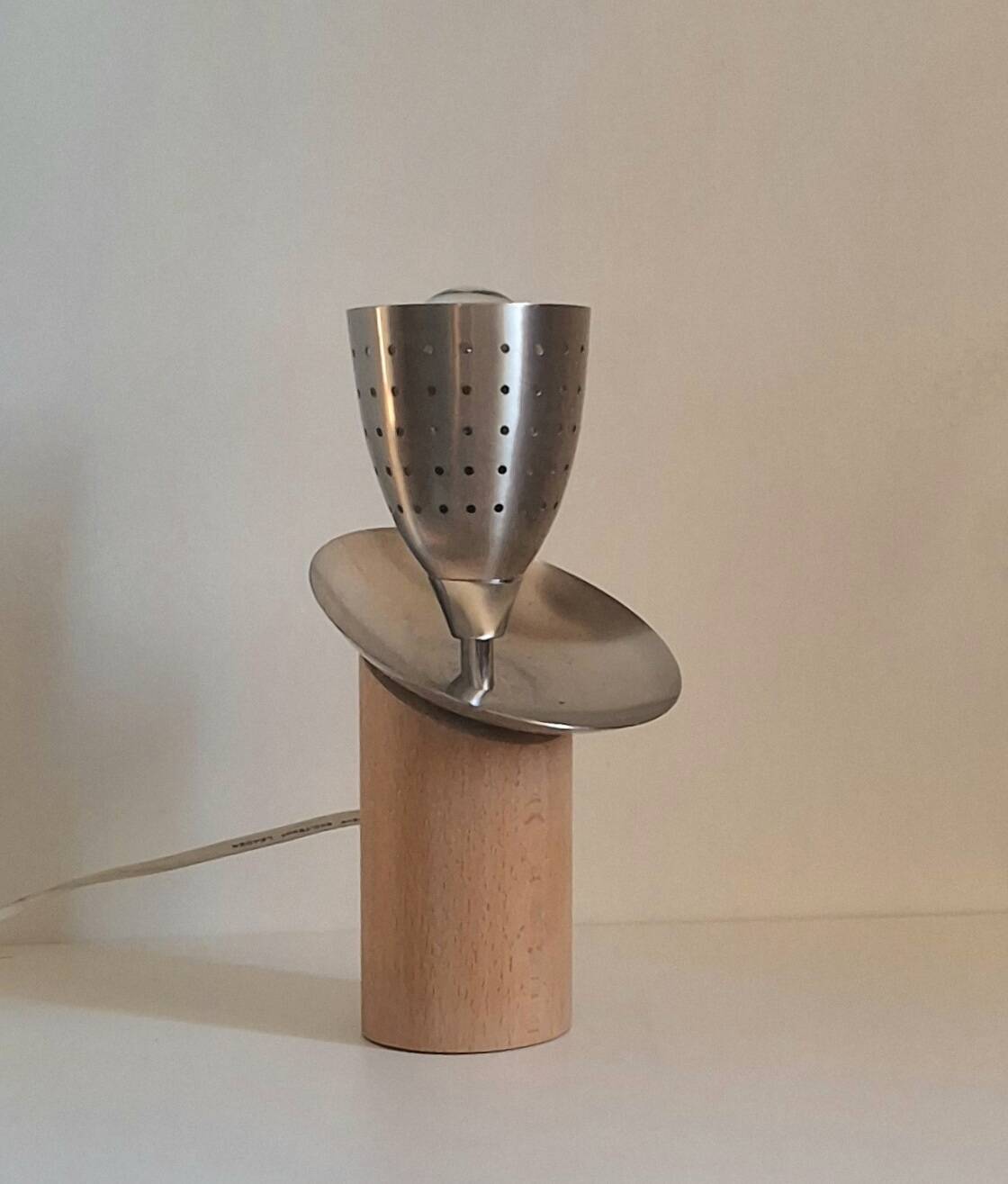 Lampe de créateur bois inox