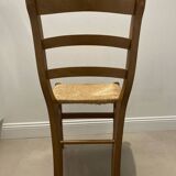 Set of 4 chairs Wood and straw