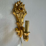 Pair of vintage gilded wood electric wall sconces