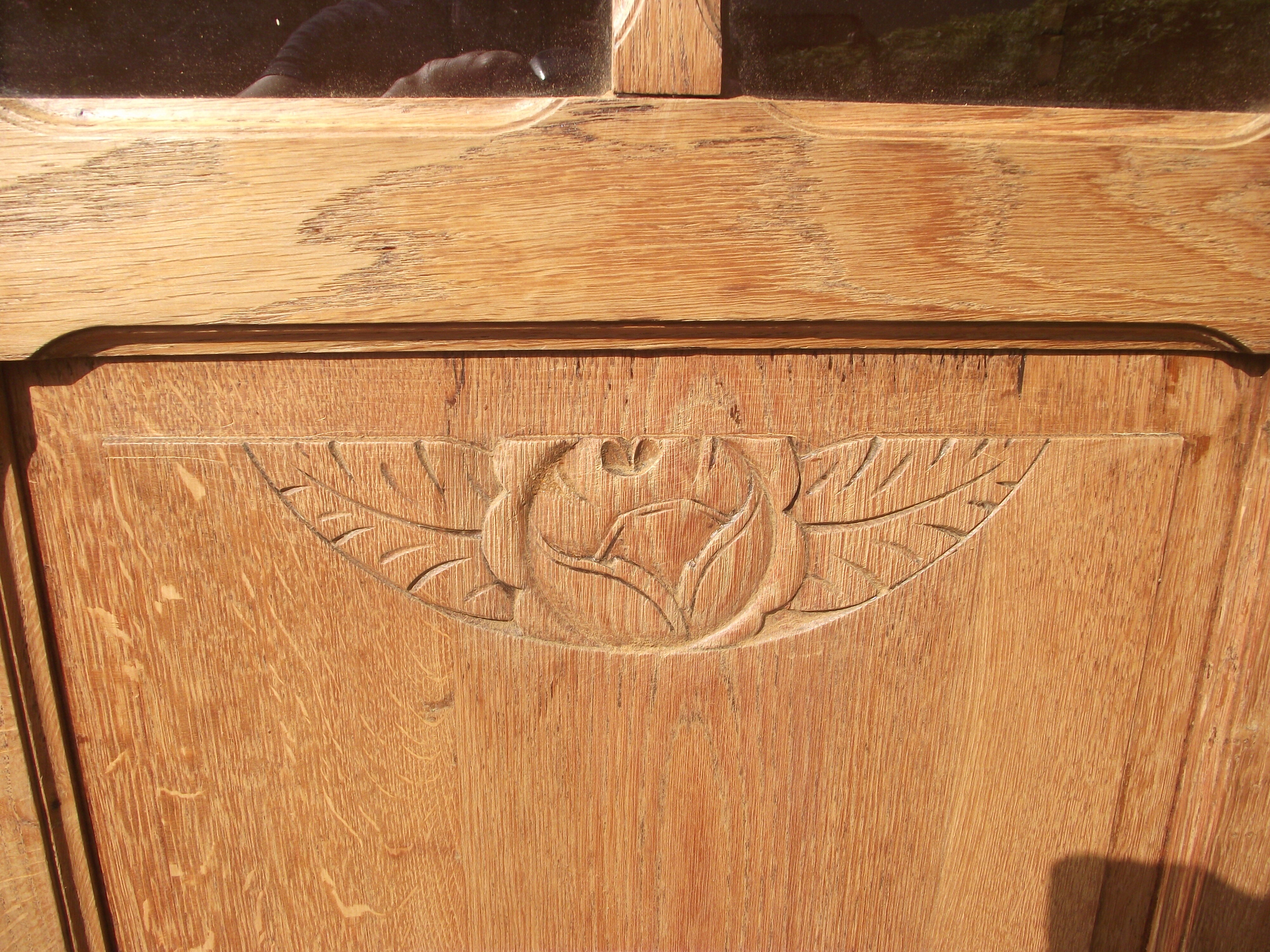 Glass cabinet art deco period library in oak