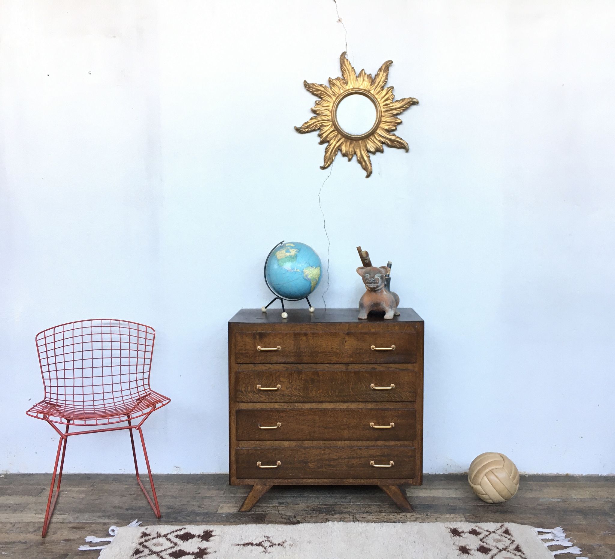 Former Vintage weekly ragsmaker 1950/1960 - retro - 4 drawers - compass feet - oak