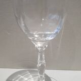 Set of 6 Faceted Balloon Glasses with Engraved St Louis Crystal Cut Feet