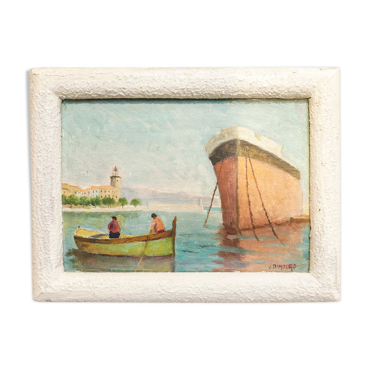 Charming oil on wood panel by J. Dimouro