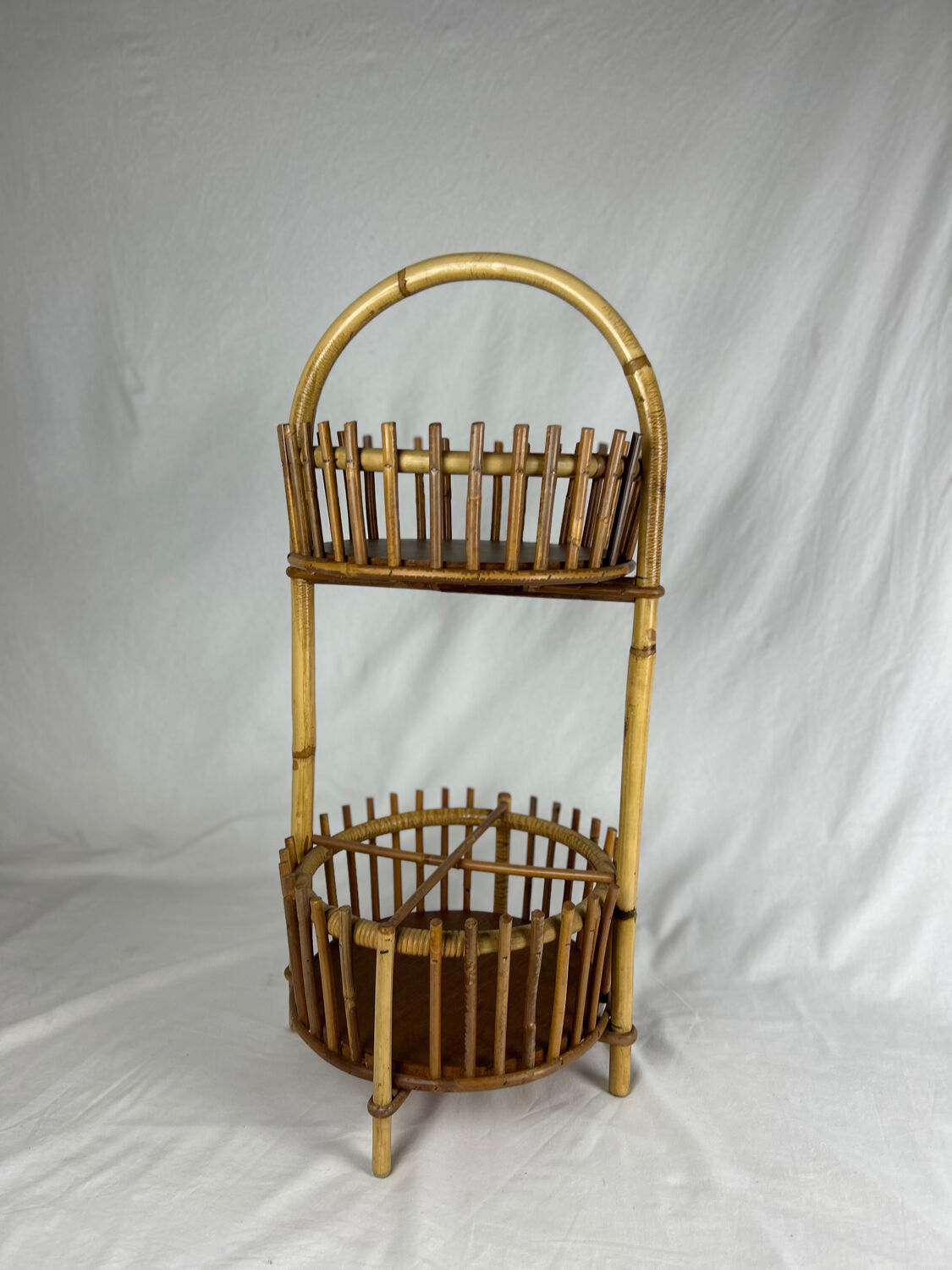 Art Deco style rattan work basket serving cart