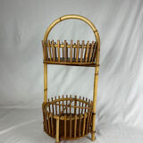Art Deco style rattan work basket serving cart