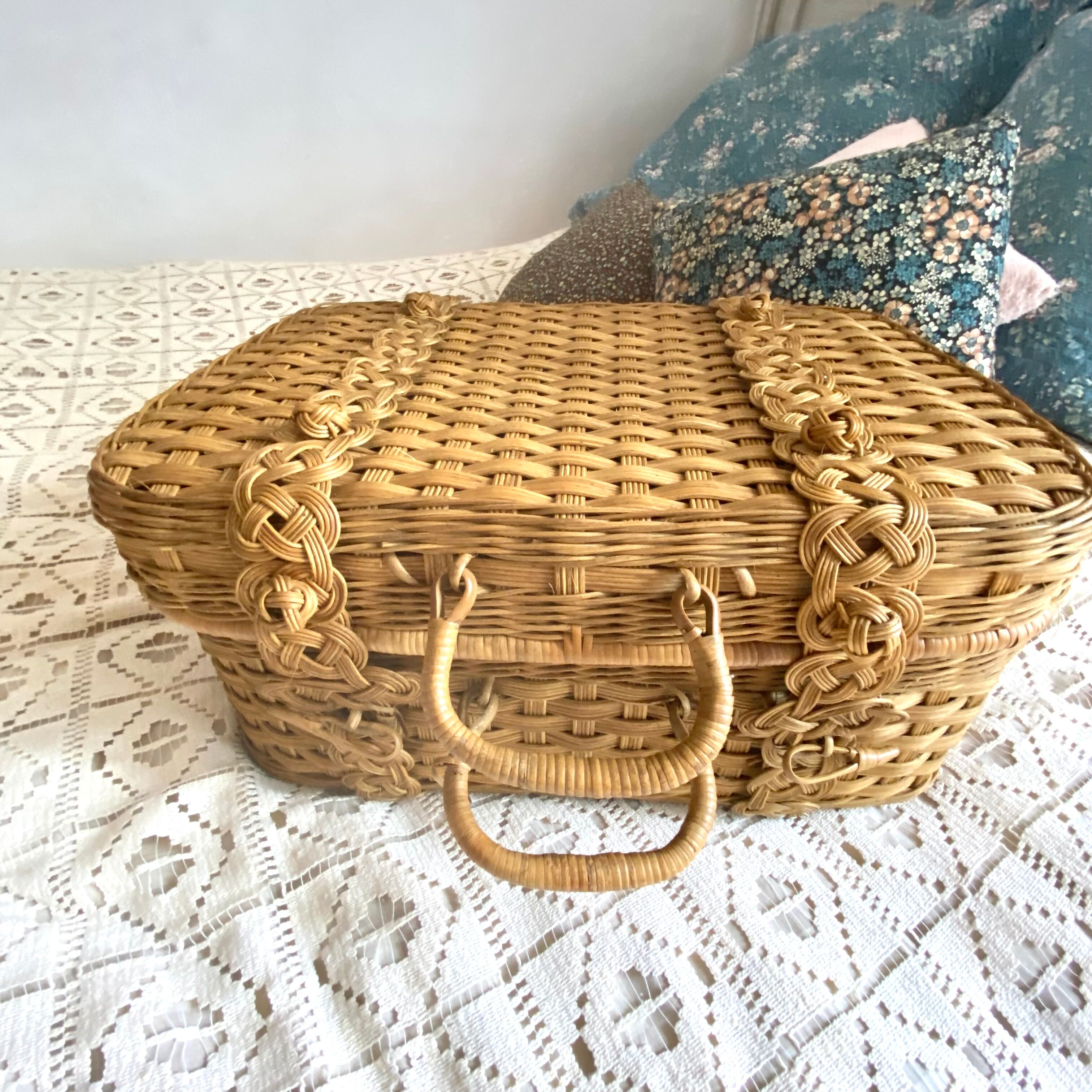 Vintage rattan suitcase