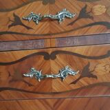 Antique bedside table in rosewood marquetry, Louis XV style