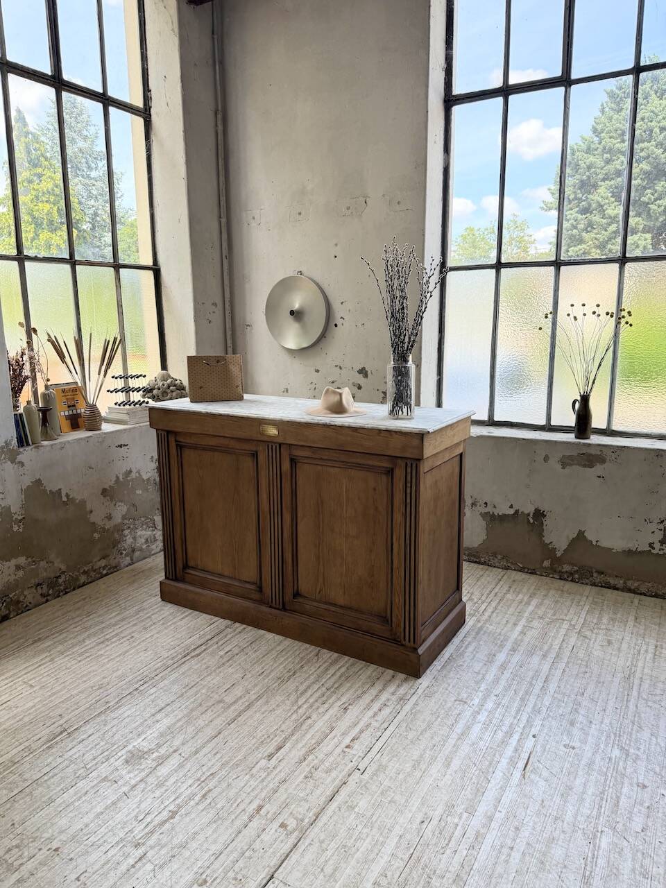 Oak and marble counter 1950