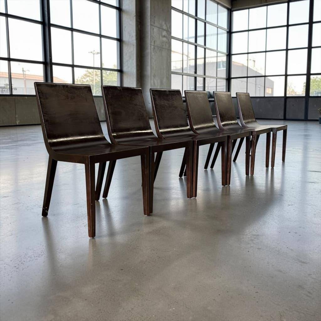 Set of 6 vintage curved wooden chairs
