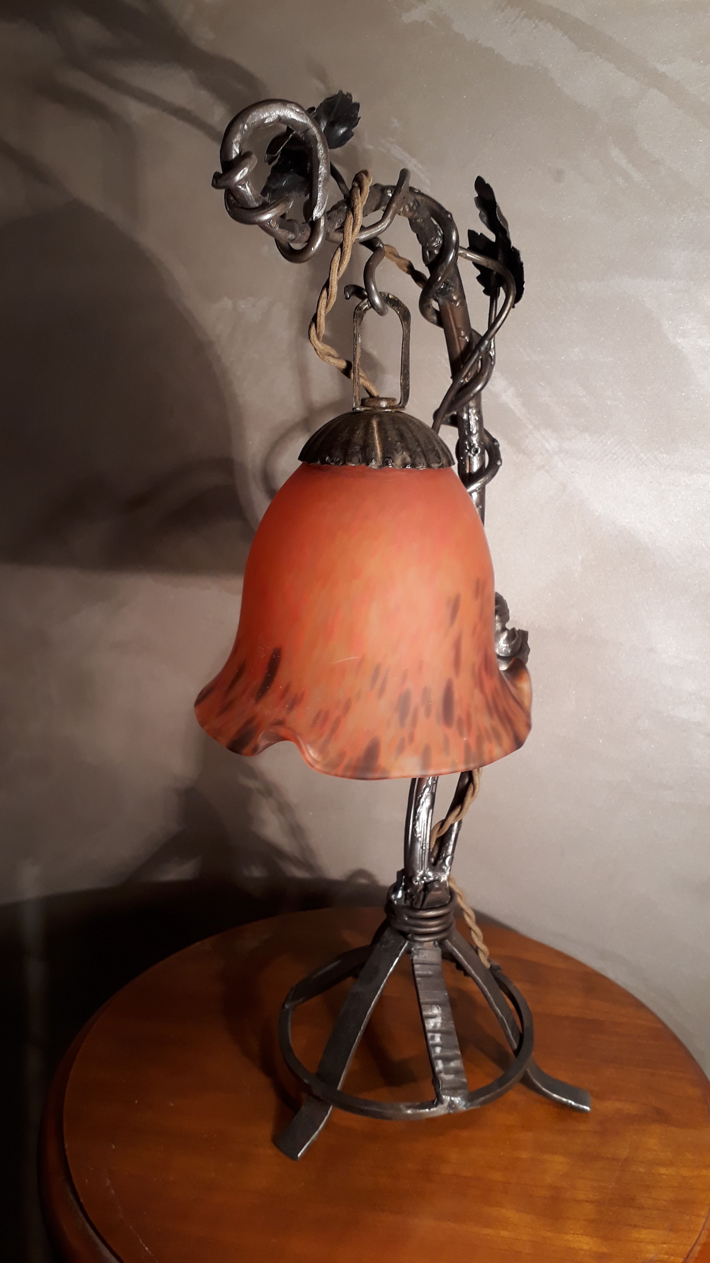 Iron lamp forge art nouveau Brandt ,1900