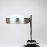 Oscar Torlasco black and nickel swivel desk lamp, Lumi Milano, Italy, 1960s.