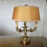 Lampe Lucien Gau style Empire en bronze massif doré à l'or vif "aux cygnes"