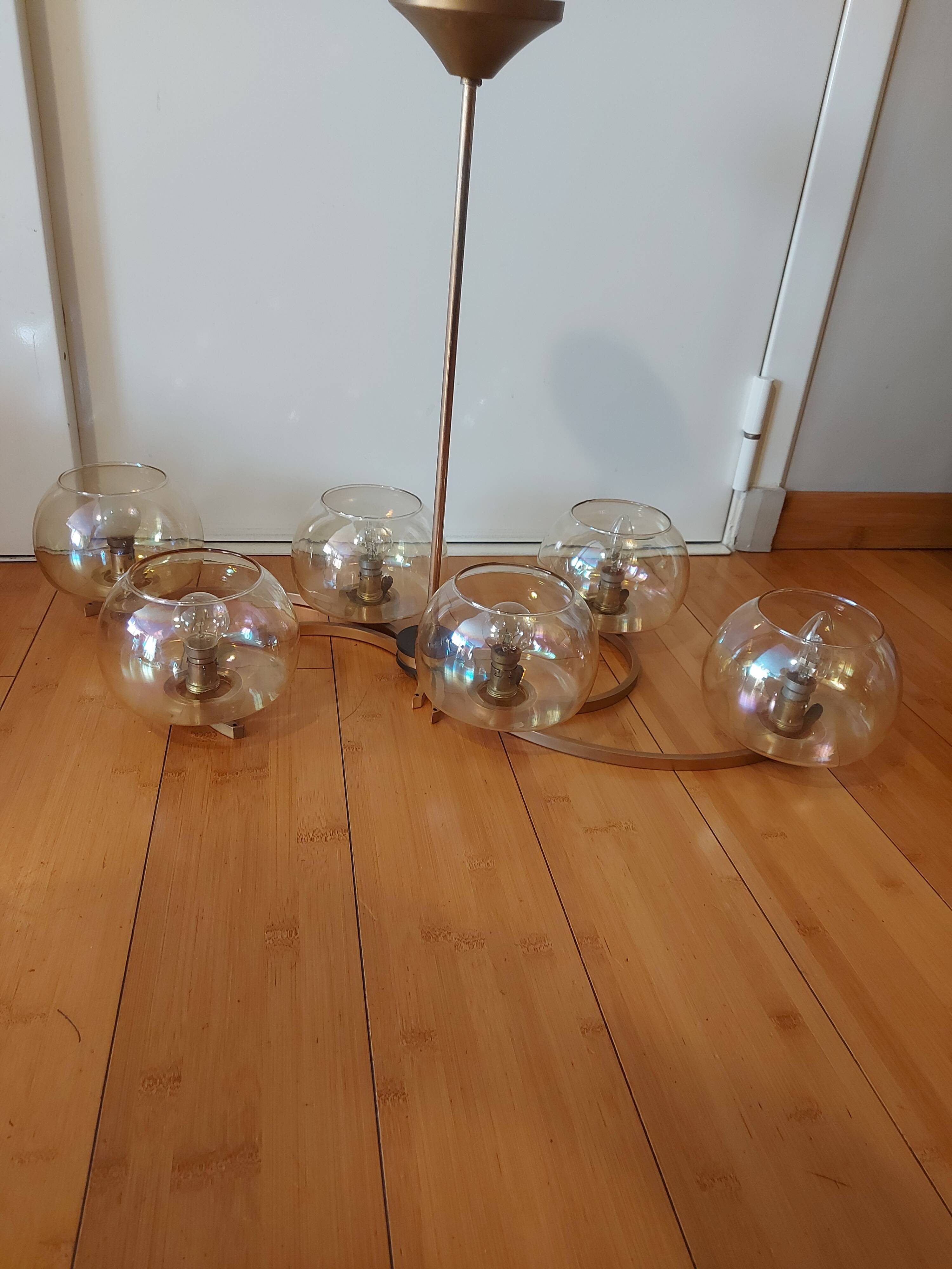 Lustre en laiton doré années 50'S