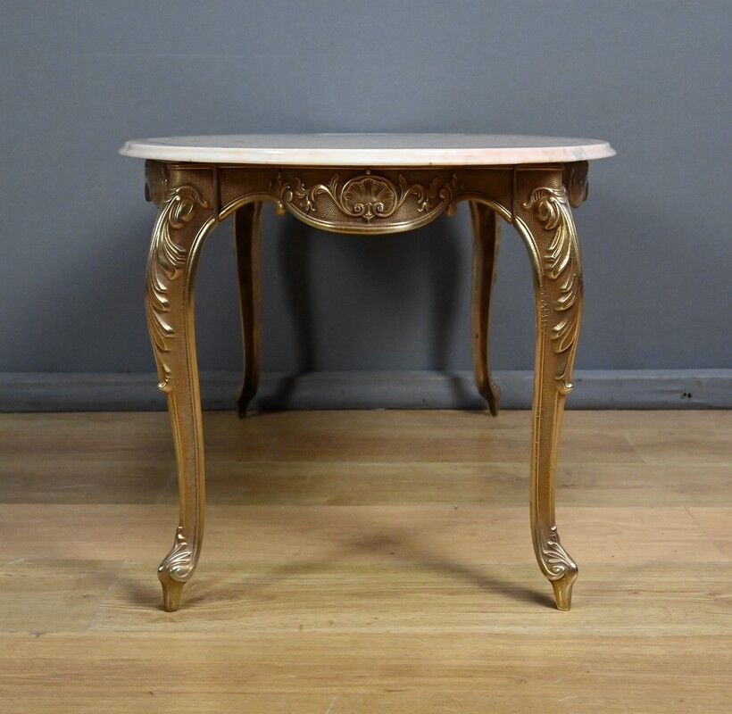 Marble and brass coffee table, Louis XV style – mid 20th century