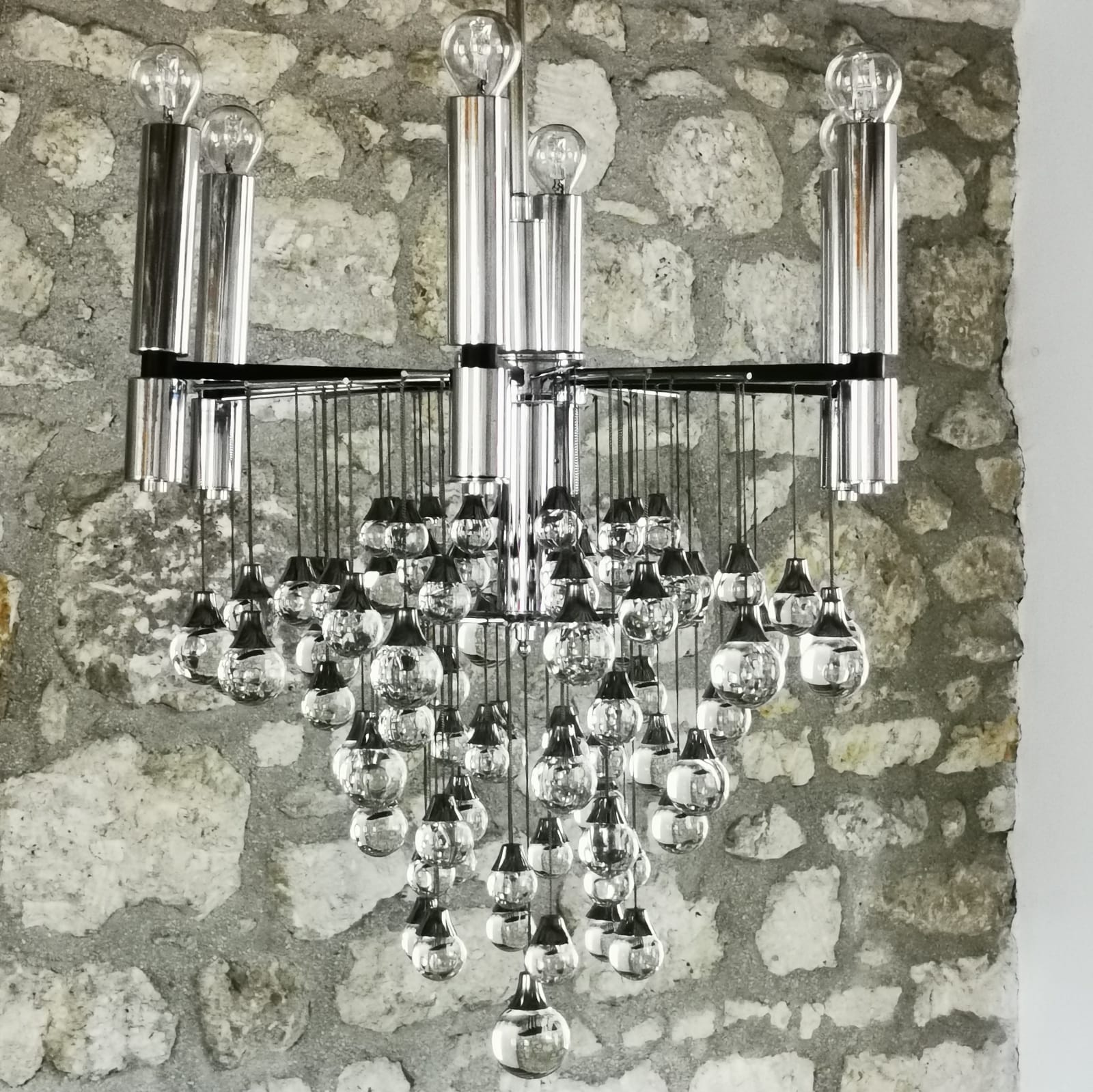 Murano 79-drop glass chandelier, circa 1965