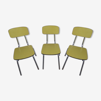Set de 3 chaises en formica jaune