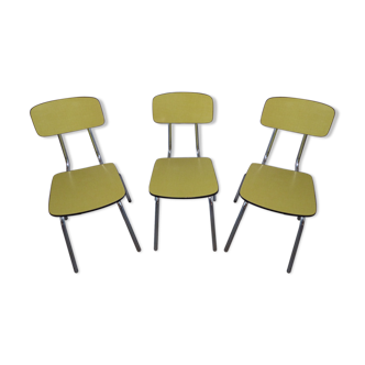 Set of 3 chairs in yellow formica