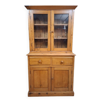 Two-body antique buffet in solid pine – glazed dresser – country style