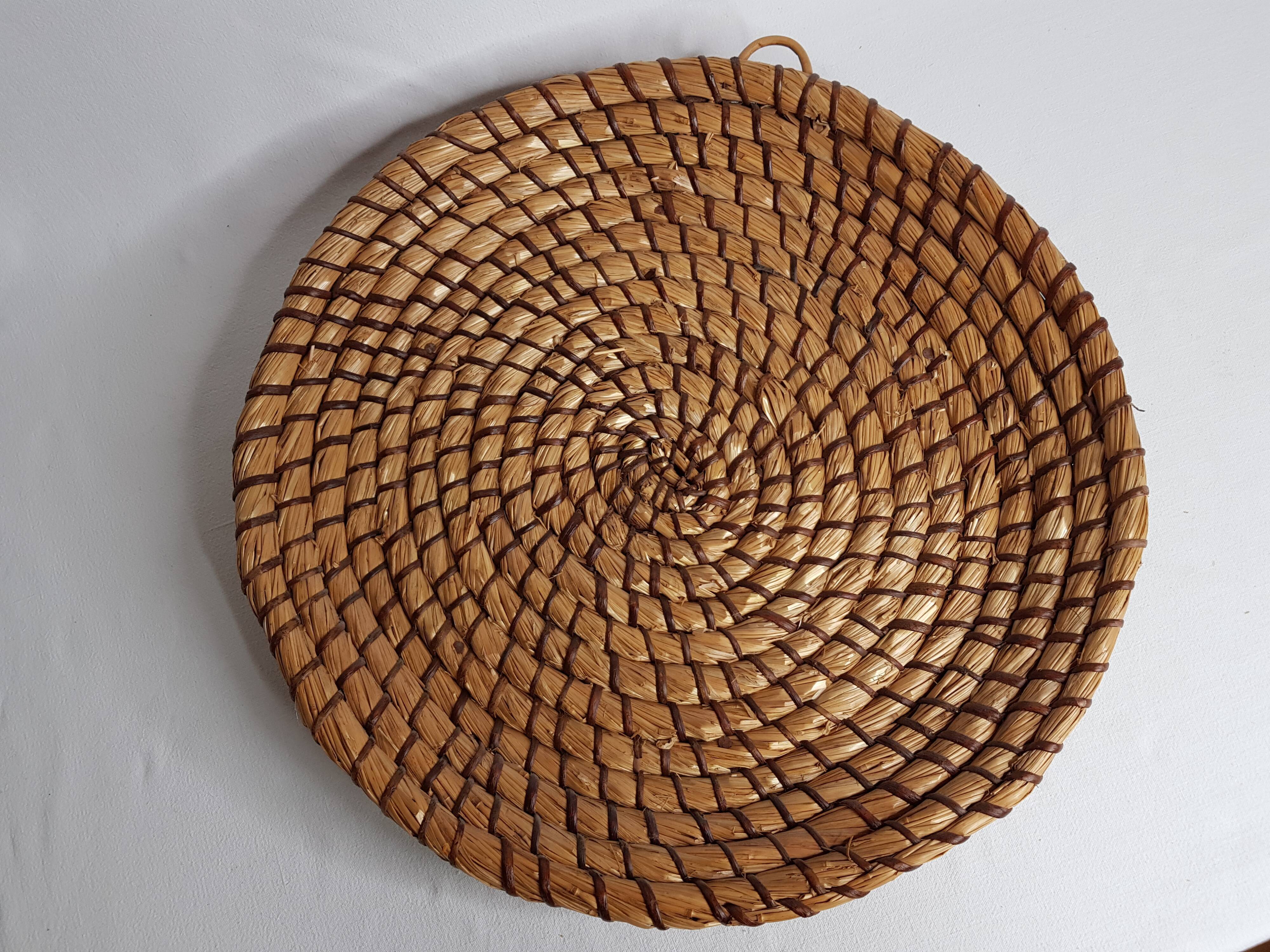Round mirror in braided straw "bourgne" 40 cm