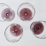 Set of 4 glasses engraved with plum foot