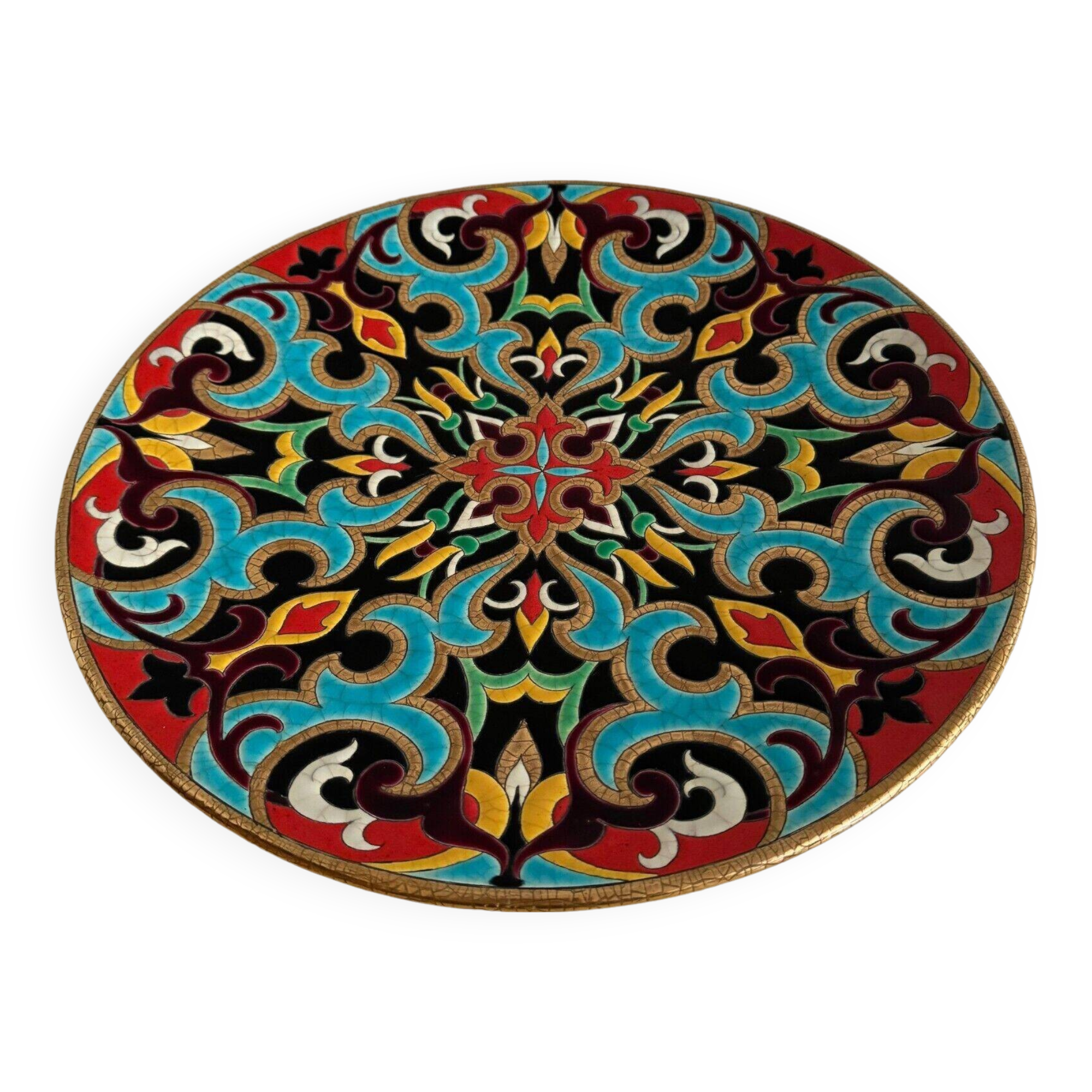 Longwy enamel dish Arabesques creation by P. Mignon