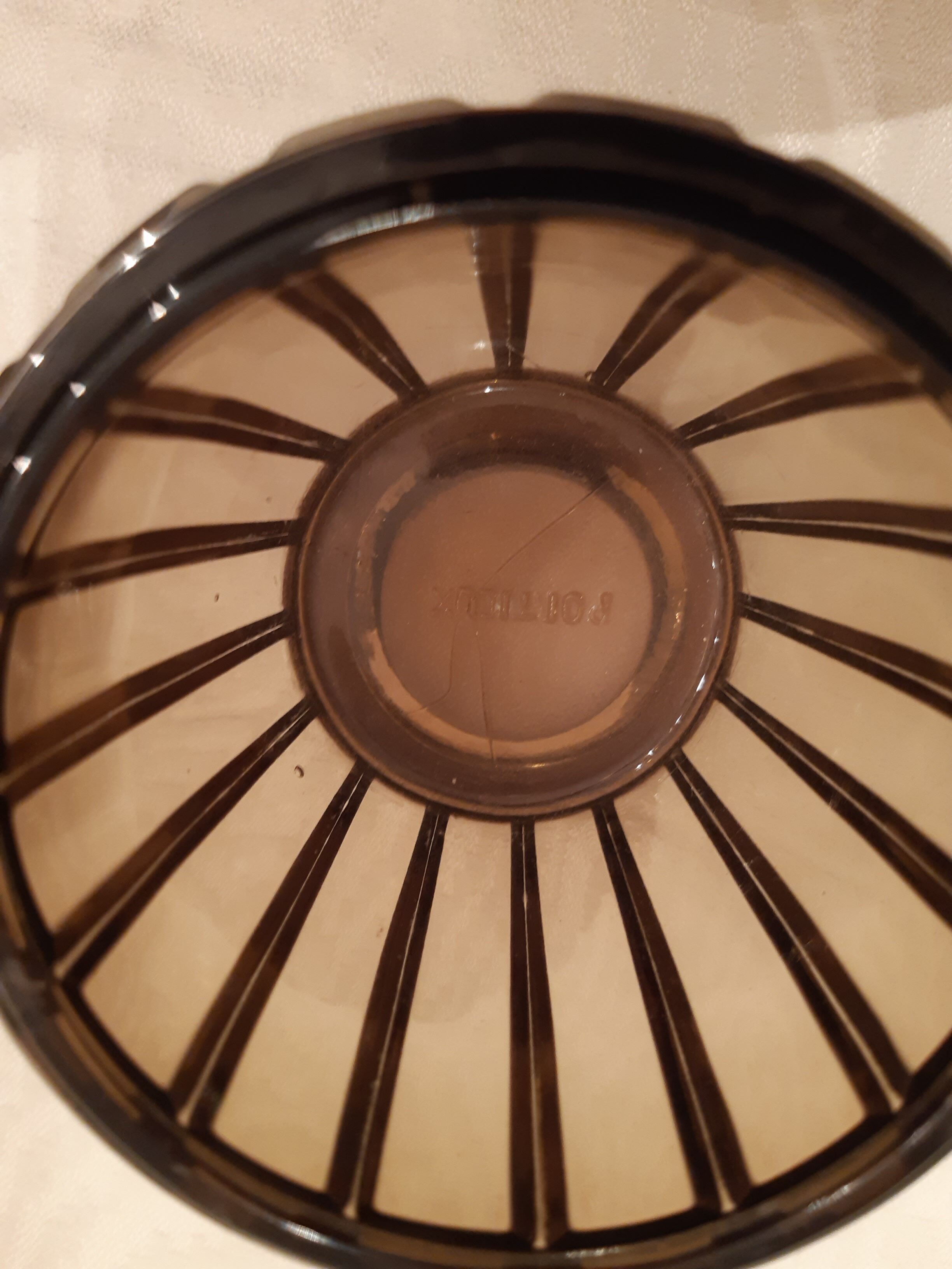 Carafe, glass and pot Portieux in smoked glass and silver art deco