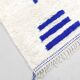Ecru Beni Ouarain Berber rug with Majorelle blue patterns, 2.60x1.47m