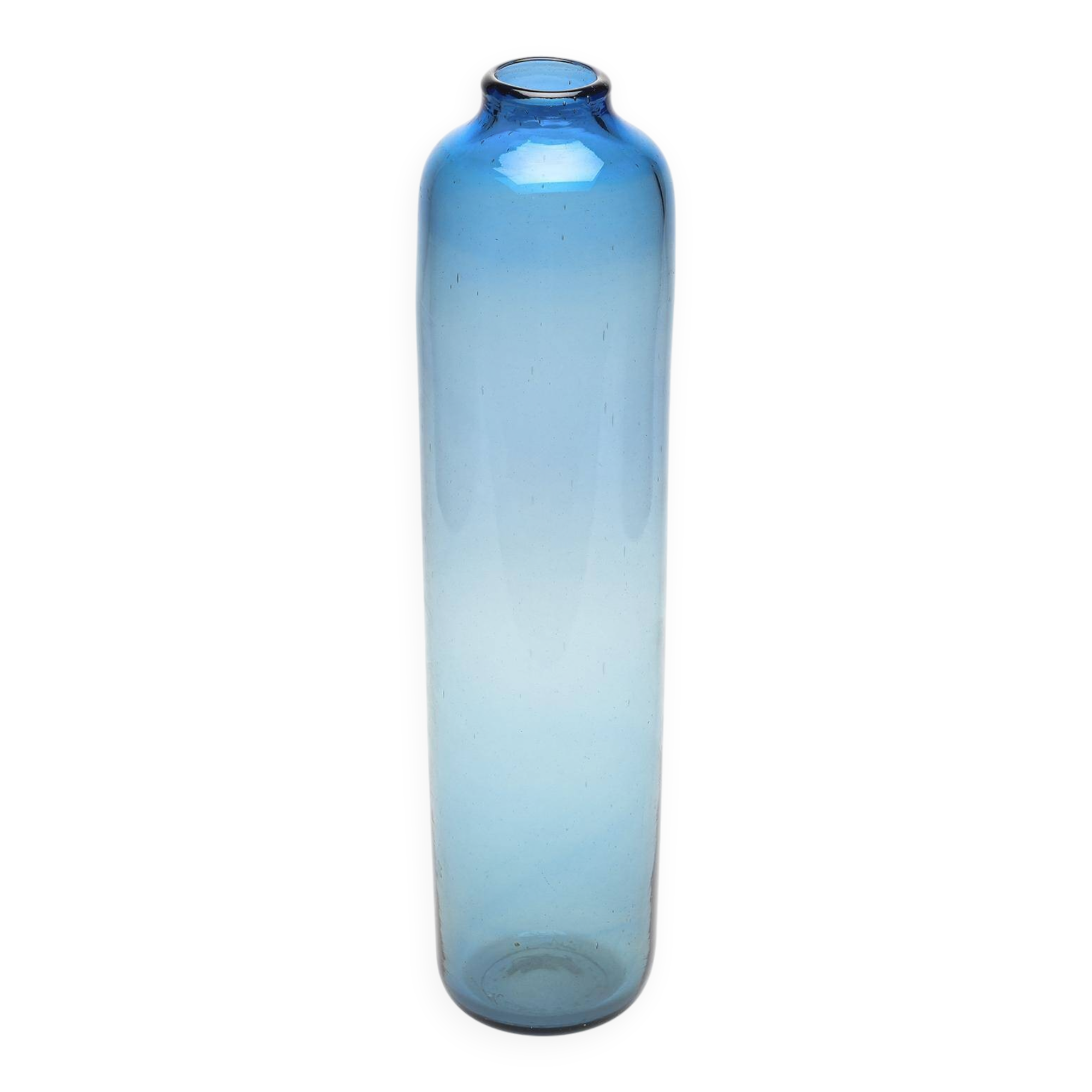 Cylindrical vase in light blue glass by Claude Morin, circa 1975