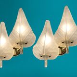 Midcentury Italian Murano Glass Leaf Sconces, Set of 2