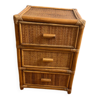 Vintage rattan chest of drawers