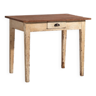 Antique white solid wood table (c.1920) #8