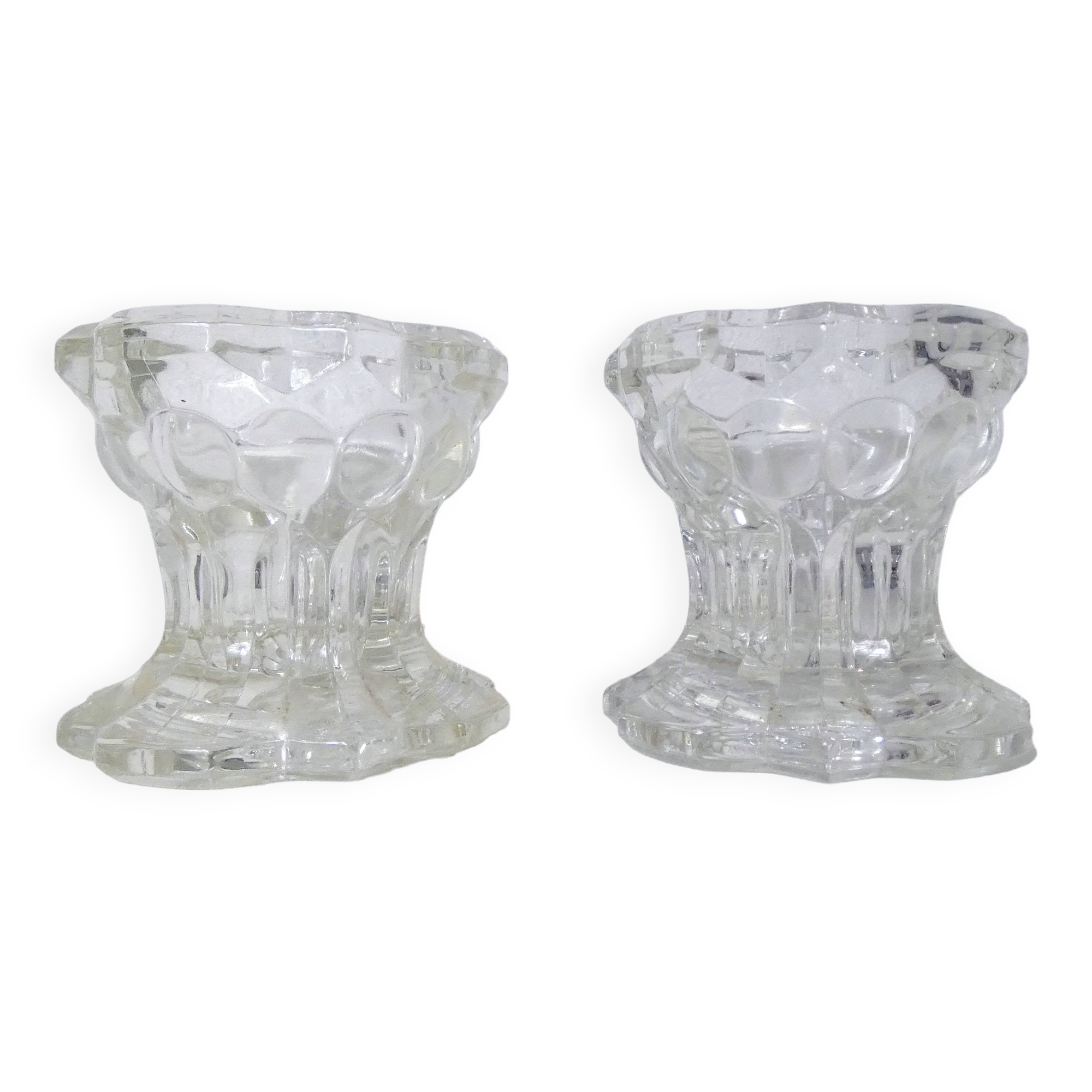 Pair of vintage glass candle holders