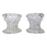 Pair of vintage glass candle holders