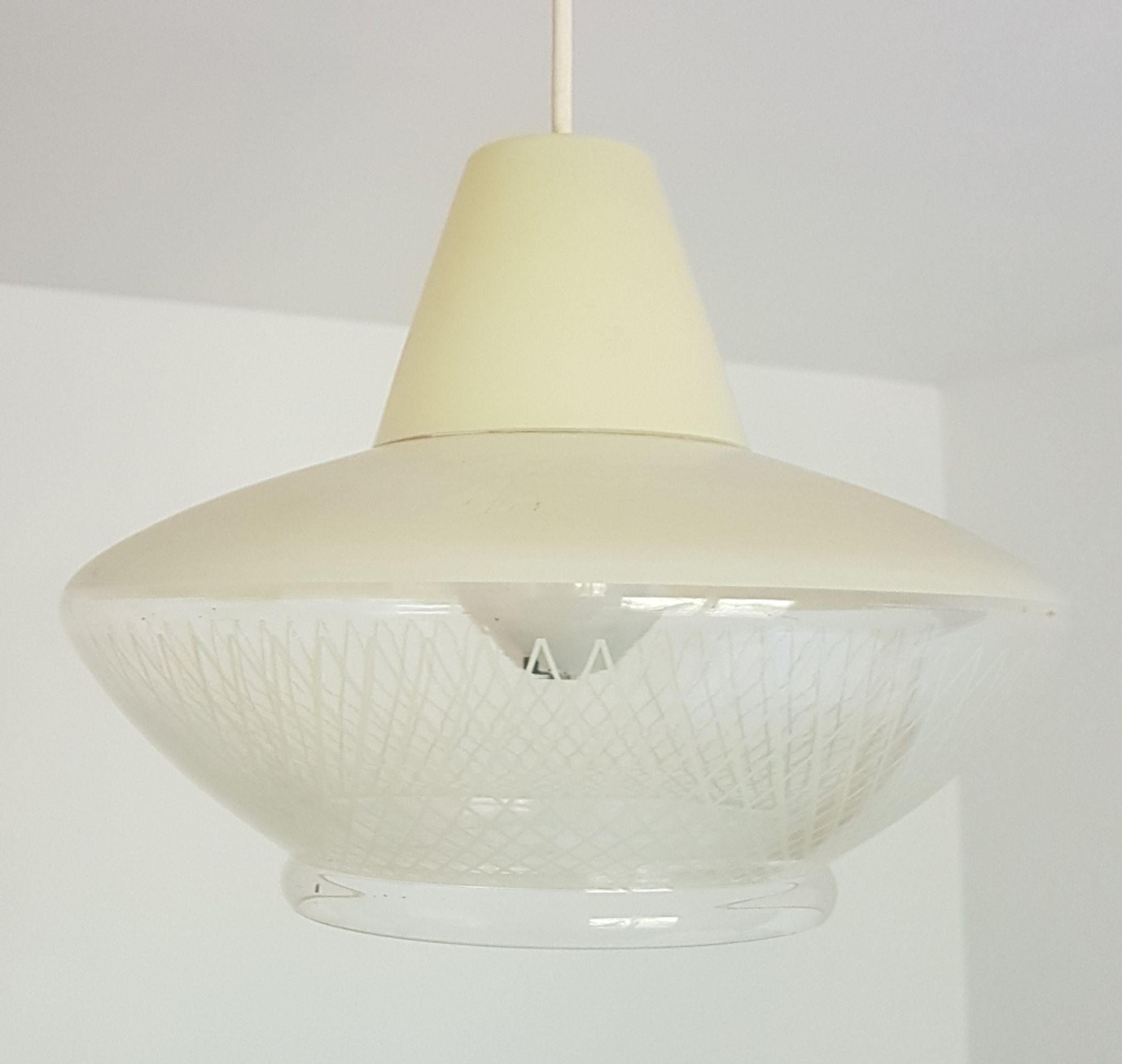 Vintage glass hanging lamp circa 1960