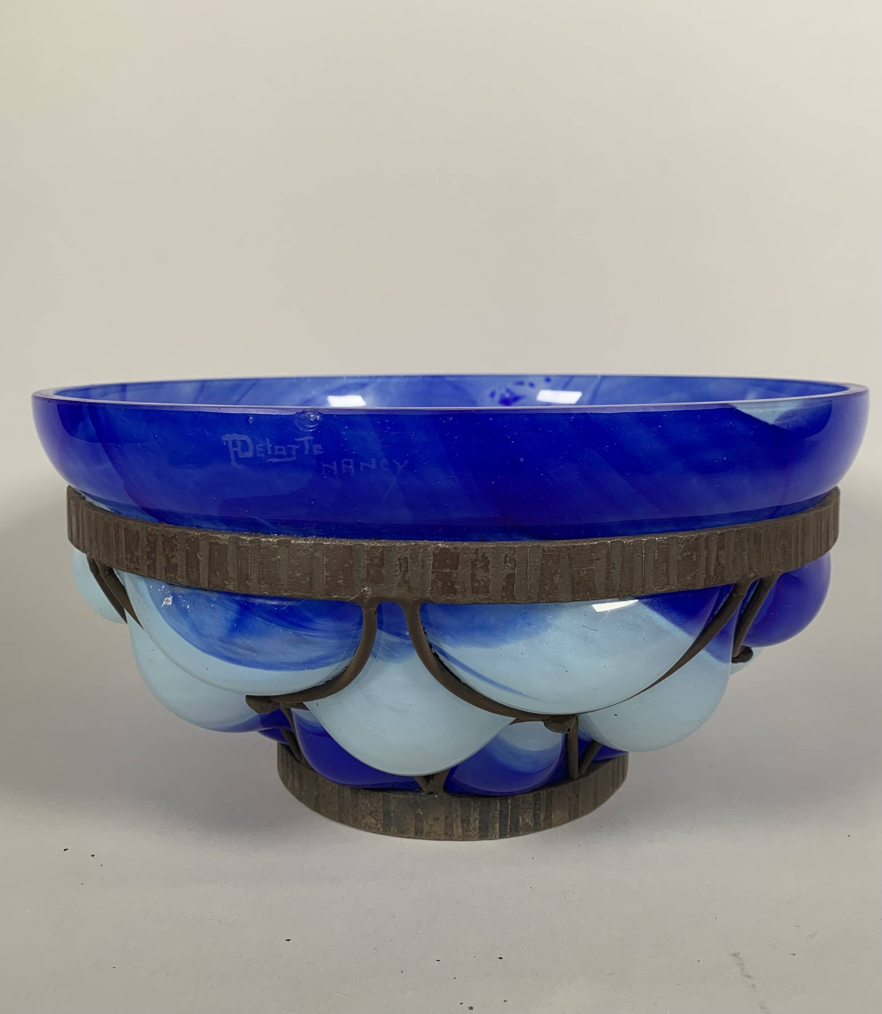 Coupe En Verre  Et Fer Forgé André Delatte (1887-1953) Nancy Art Deco