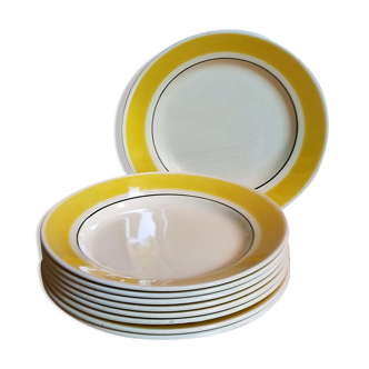 Nine plates earthenware from gien creation primefleur service caroline vintages