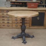 Cast iron pedestal table 1900 Round beech top