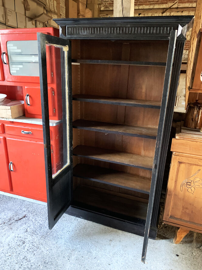 Old black wood showcase